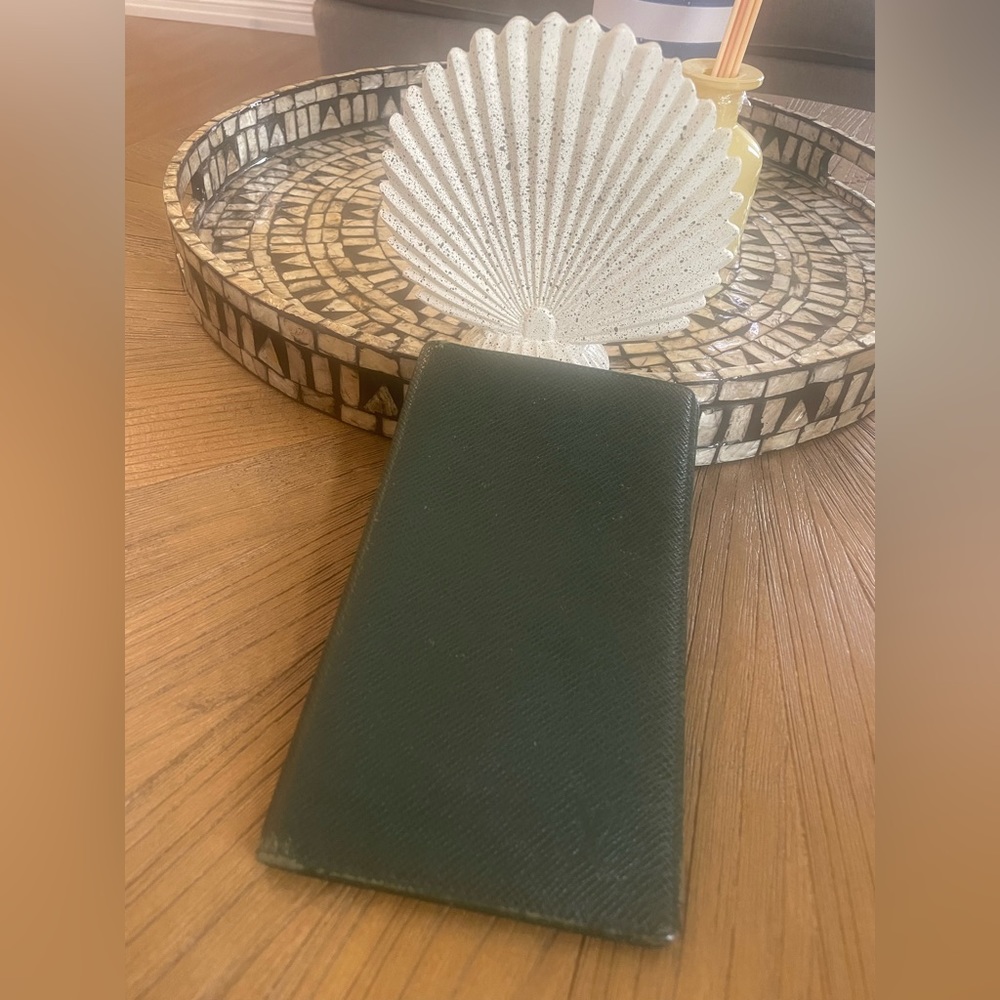 LV long green taiga leather wallet